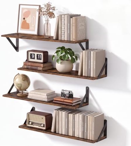 Shelves on wall 6" Deep, 24x6 Inch, Rustic Brown by Unknown