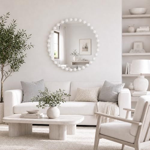 Madison Park 27 inch White Round Mirror, Round Mirrors - Image 4