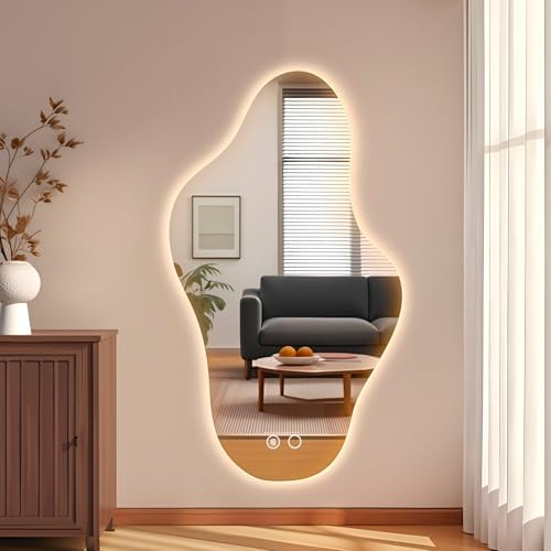 35.8″ Modern Irregular LED Bathroom Mirror by Unknown