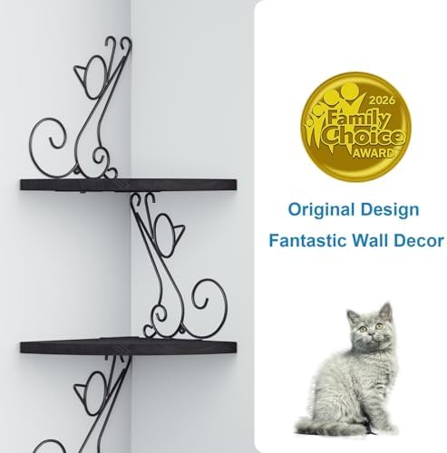 Alsonerbay 4-Tier Cat Shaped Corner Floating Shelf Wall Mount - Image 4