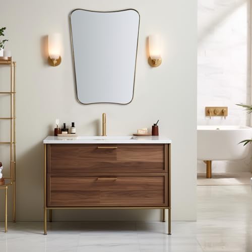ANDY STAR Gold Vanity Mirror, 22x30 Inch Brushed Gold Bathroom Mirror, Antique - Image 3