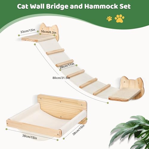 Cat Wall Shelves and Hammock Set, Cat Bridge - Image 2