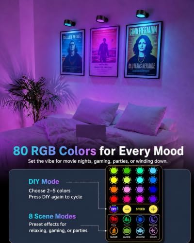 RGB Wall Sconces, Rechargeable Magnetic Lights - Image 2