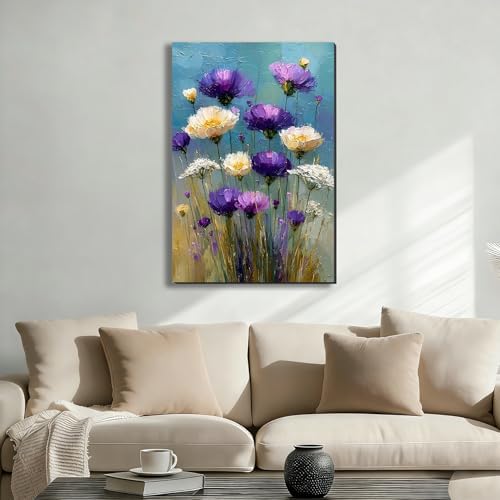 ZERILYN Ship Next Day Purple Wildflower Wall Art Canvas Prints Floral Canvas - Image 2