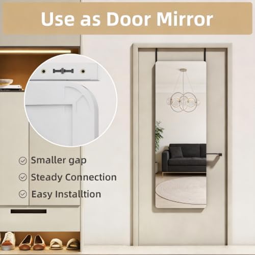 47" x 16" Full Length Body Mirror Wall Mounted, Over The Door Hanging Mirror - Image 3
