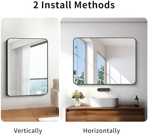 BONEWEI 30x40 inch Bathroom Mirror, Wall Mounted Bathroom Frame Vanity Mirror - Image 3