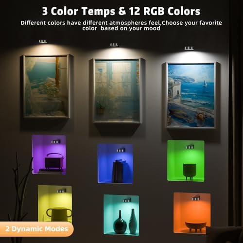 3 Pcs Picture Lights, Rechargeable Battery Operated Dimmable 3-Color Wall Light - Image 5