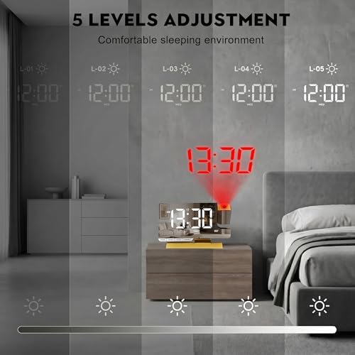 Projection Clock, Alarm Clocks for Bedrooms, Digital Bedside Clock - Image 6