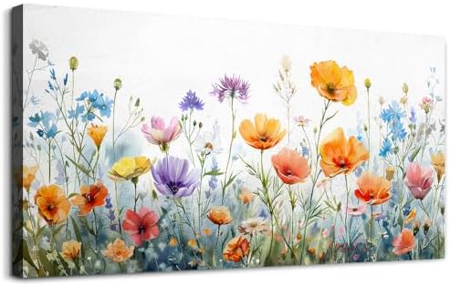 Wapluam Vintage Wildflower Canvas Prints Painting Large Wall Decor by Wapluam