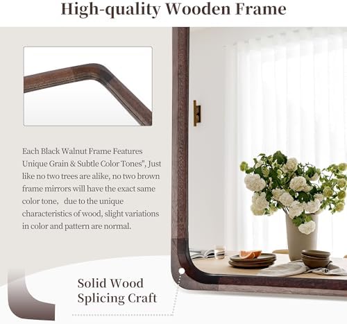 Tanmicoshomy Solid Wood Bathroom Mirror 20x30 Inch, Rustic Wall Decor - Image 4