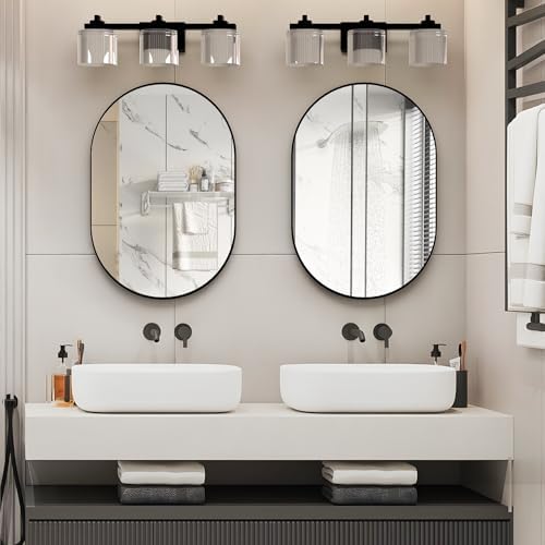 2 Piece Oval Bathroom Mirror Capsule Wall Vanity Mirror, Large Modern Mirror by NEUWEABY