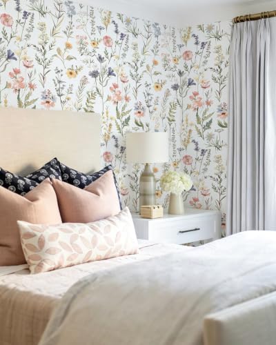 Dimoon Boho Peel and Stick Wallpaper White Floral Contact Paper 17.3x394in - Image 5