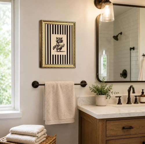 Funny Raccoon Bathroom Wall Art Cute Raccoon Holding Toilet Roll Wall Decor - Image 5