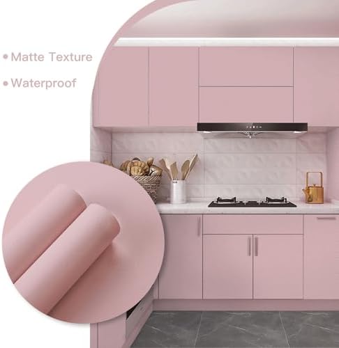 Ismoon Pink Wallpaper Peel and Stick Pink Contact Paper 17.7''×393''Removable - Image 3