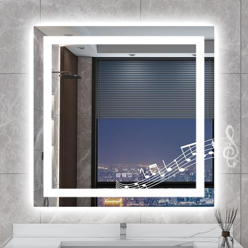 STARLEAD 36"x36" Bluetooth LED Bathroom Mirror by STARLEAD