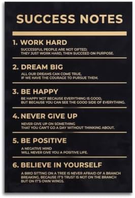 WBYMZWP Success Notes Motivational Poster Canvas Wall Art Aesthetic Decorative by Unknown