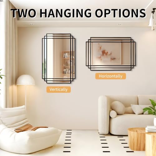 36"x24" Geometric Decorative Beveled Mirror - Image 4