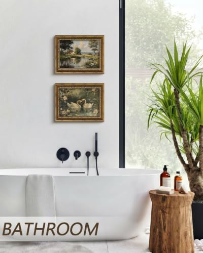 InSimSea Vintage Landscape Wall Art, Cottage Pond Duck Painting Prints - Image 5