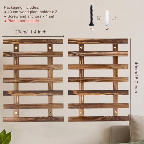 Pack of 2 Vertical Wooden Wall Planter Trellis - Image 3