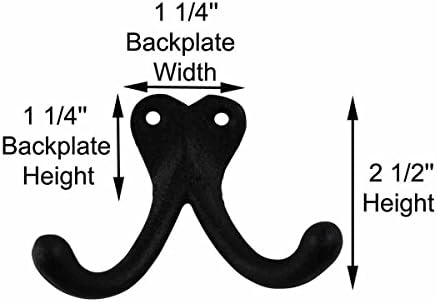 Renovators Supply Manufacturing Double Wall Hook, Cast Iron Black Powder Coat - Image 3