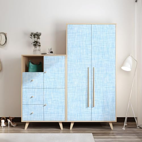 Blue Grasscloth Wallpaper 17.3"x 236" Peel and Stick Wallpaper Self-Adhesive - Image 4
