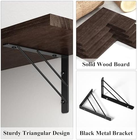 Love-KANKEI Corner Wall Shelf Set of 4, Solid Wood/Bracket, 16.5"x 11" - Image 6
