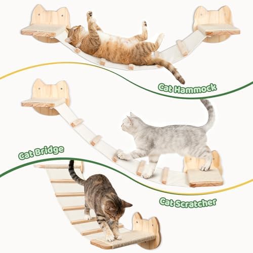 Cat Wall Shelves and Hammock Set, Cat Bridge - Image 4