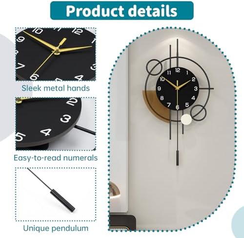 Large Wall Clock Decorative Pendulum Wall Clock Battery Operated - Image 5