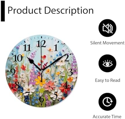 Round Analog Wall Clocks Non-Ticking Silent Clock Battery Operated Clcoks - Image 6
