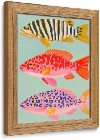 Colorful Fish Framed Wall Art Coastal Sardine Pictures Wall Decor 8x10in by Unknown