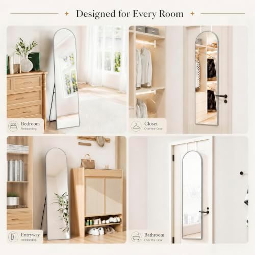 57x16" Full Length Mirror Floor Stand, Over the Door, Wall Mounted Silver - Image 3
