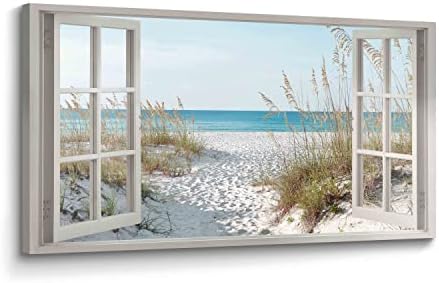 Window Beach Wall Art Prints: Modern Large Tropical Coastal Landscape Canvas by thestreamdesign