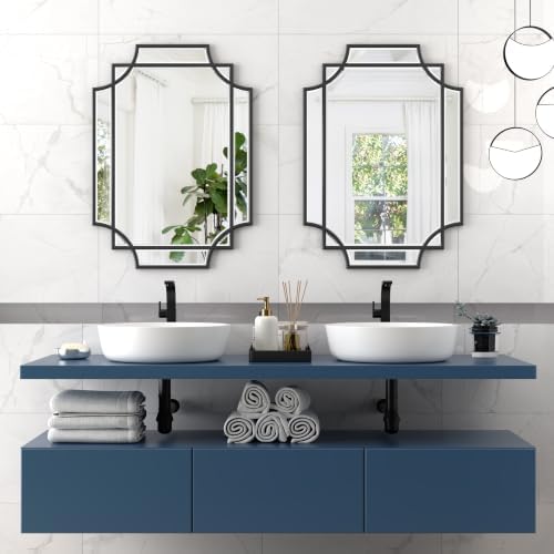 24x32 Inch Bathroom Mirrors for Over Sink, Framed Mirrors for Wall Black - Image 3