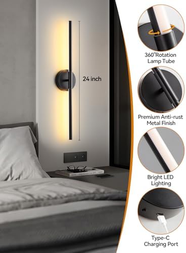 24 Inch Battery Operated Wall Sconces, Remote & Touch Control - Image 6