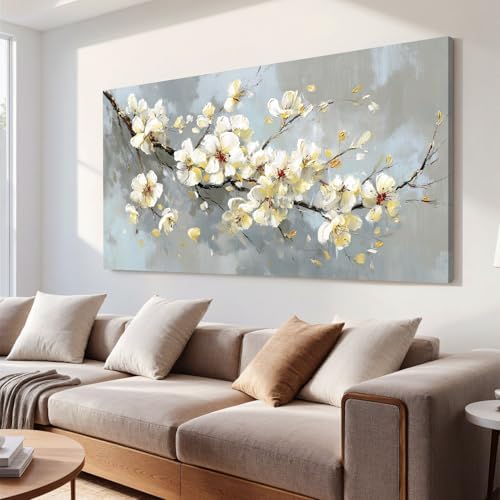 YISXINOAG Beige Flower Floral Wall Art Modern Painting Canvas Print 20"X40" by YISXINOAG