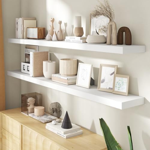 72 Inch Floating Shelves for Wall, 8 Inch Deep, Invisible Brackets - Image 2
