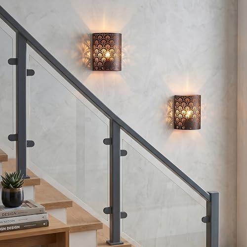 JHY DESIGN Set of 2 Battery Powered Lamp 8''H Vintage Wall Mount Lamp Metal - Image 6