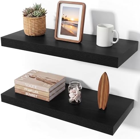 Heimlove Floating Shelves 23.6" W x 10.3" D Black Set of 2 by Heimlove