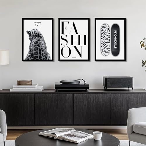Youillne Trendy Leopard Wall Art Black White Cheetah Wall Decor Fashion - Image 6