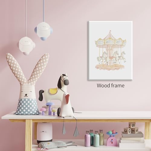 Pink Watercolor Carousel Wall Art Fashion Cute Kids Canvas Poster 16x24 inch - Image 6