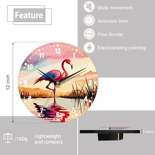 SPUNKER Wall Clocks, Tropical Bird Small Battery Operated Wall Clocks Decorative - Image 2