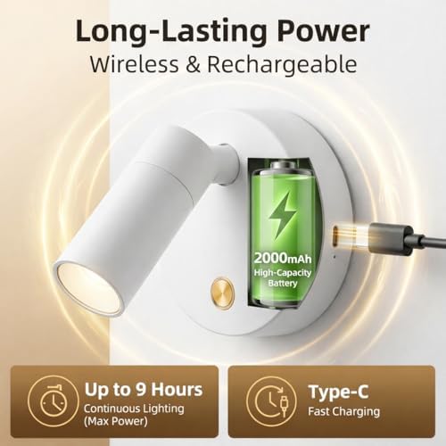 Magnetic Rechargeable Picture Light 2 Pack, Wireless Art Spotlight - Image 3