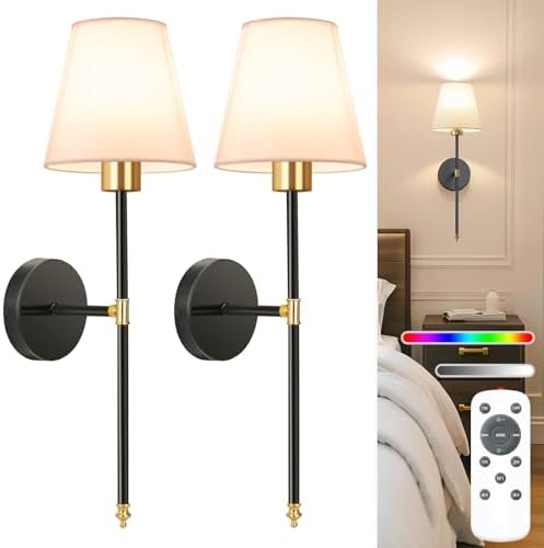 NIORSUN 19.9 inch Battery Operated Wall Sconce Set of 2, Wireless Sconces by NIORSUN