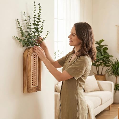 Dnnnii 2 Pack Wooden Wall Vase Set - Image 6