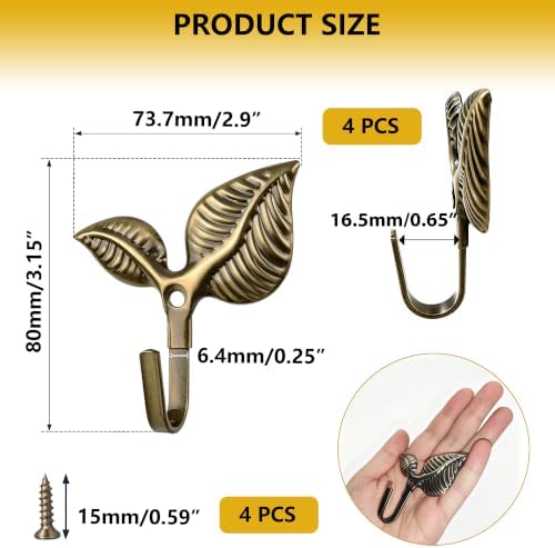 Heavy Duty Vintage Leaf Wall Hooks Set of 4 - Image 2