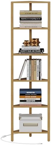 TUTOTAK Corner Shelf with LED Light, 6-Tier Corner Bookshelf - Image 7