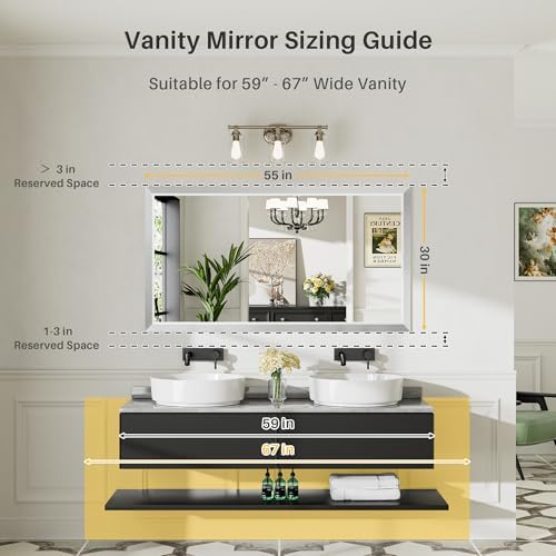 Briivue Bathroom Wall Mirror, 55x30 Inch - Image 2