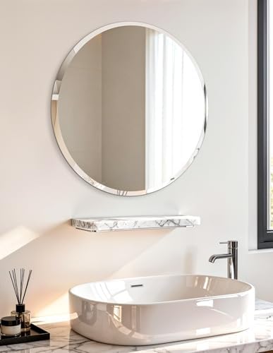 Frameless Round Wall Mirror: Modern Glass Mirror 19.7x19.7 inch by Artloge