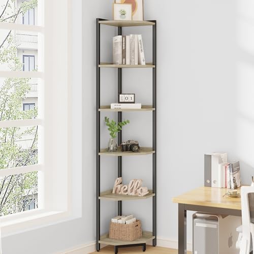 Hzuaneri Corner Shelf Stand 6-Tier Corner Bookshelf Storage Standing Shelf by Hzuaneri