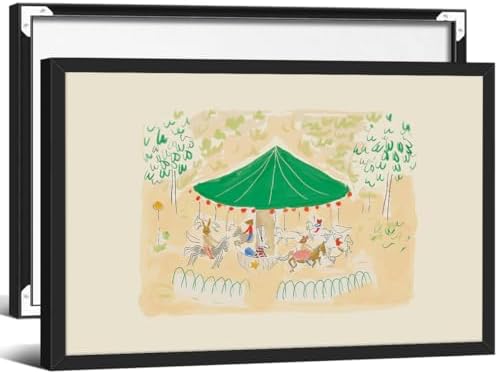 Colorful Carousel Wall Art Trendy Cute Kids Canvas Poster 16x24 inch Black by Unknown